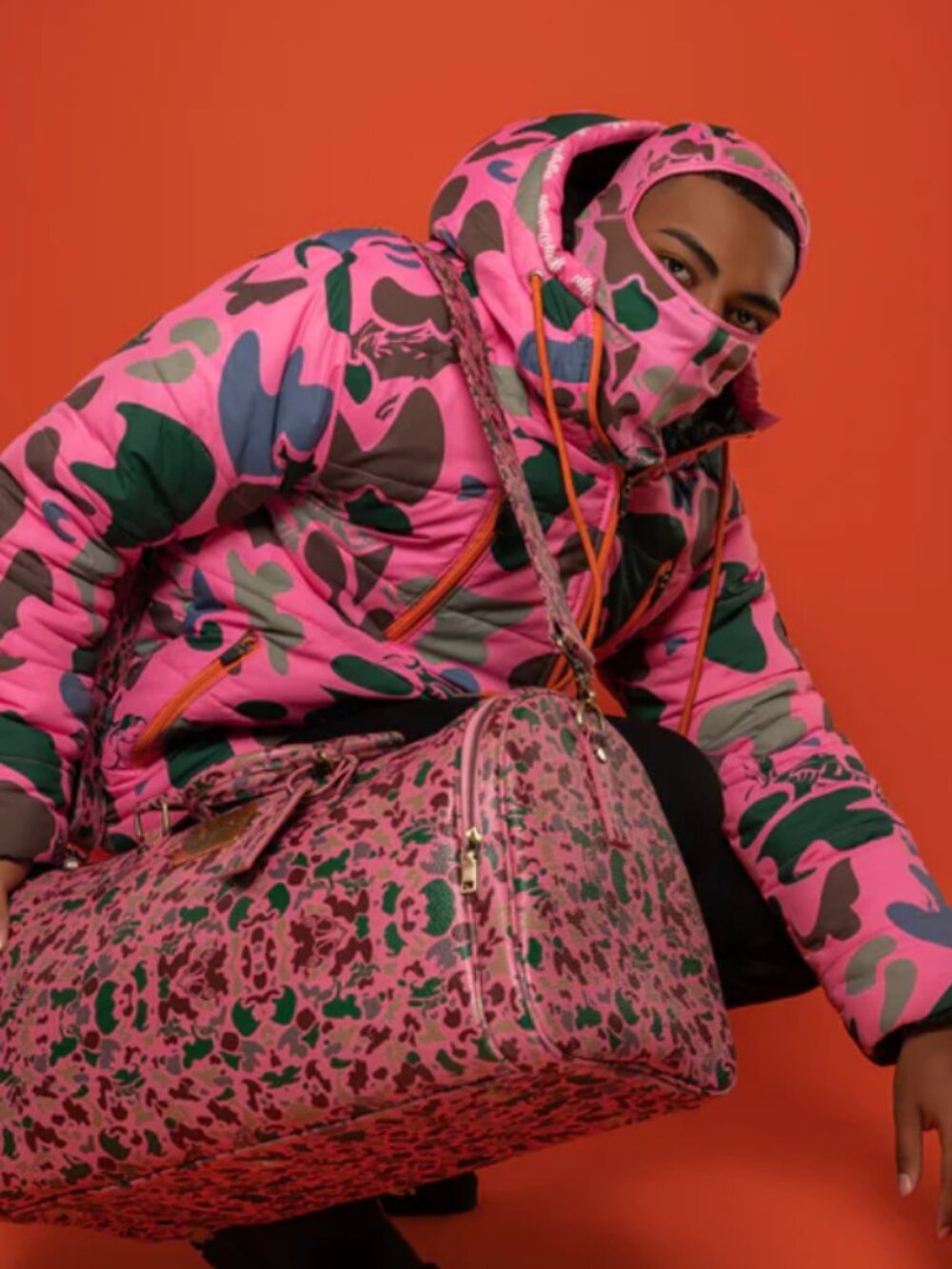 Ugly Duklyn Co Pink Military Camo Puffer Jacket Adult Large Coat Unisex Zip NEW